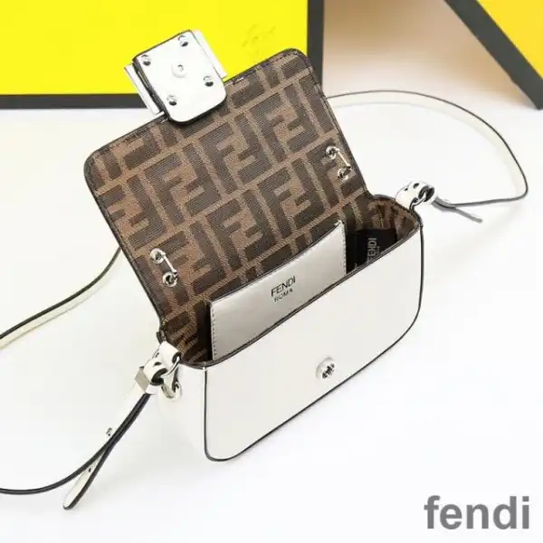 Cheap Fendi Baguette Phone Pouch In Nappa Leather and Fabric White