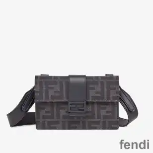 Fendi Baguette Pouch In FF Motif Fabric Black