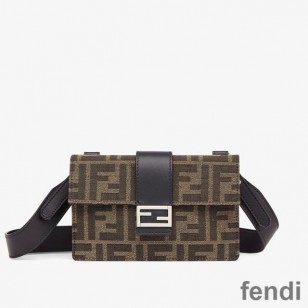 Fendi Baguette Pouch In FF Motif Fabric Brown