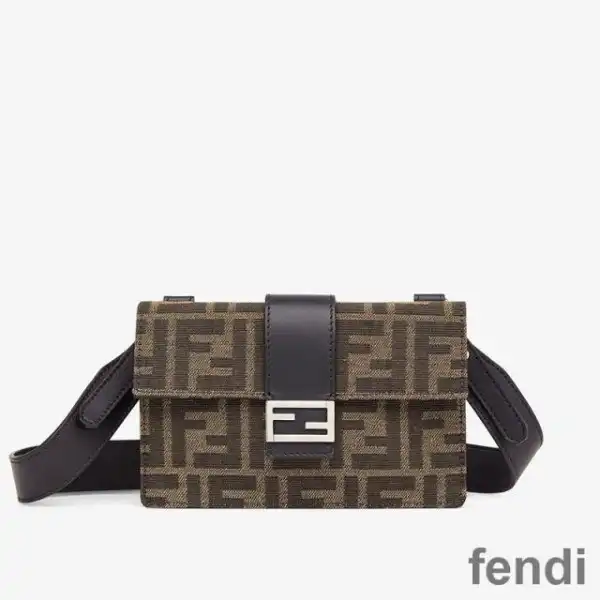 Cheap Fendi Baguette Pouch In FF Motif Fabric Brown