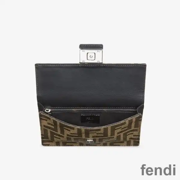 Cheap Fendi Baguette Pouch In FF Motif Fabric Brown