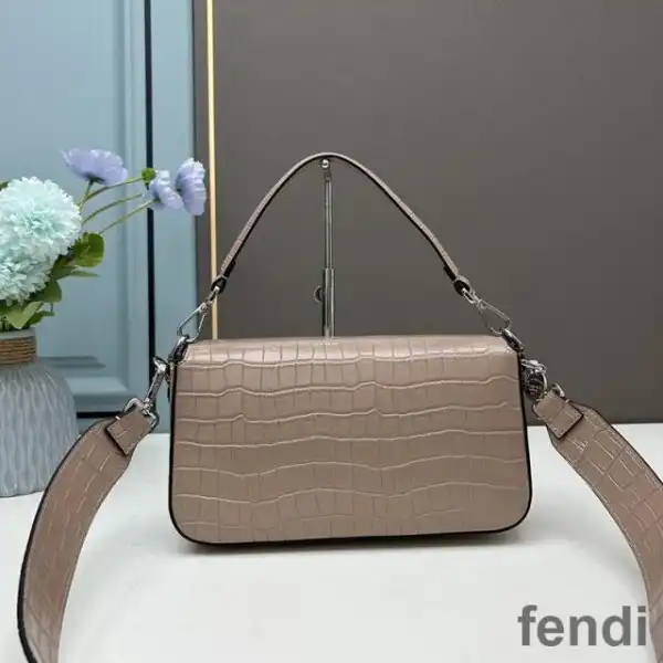 Affordable Fendi Baguette Re-Edition Bag In Crocodile Leather Apricot