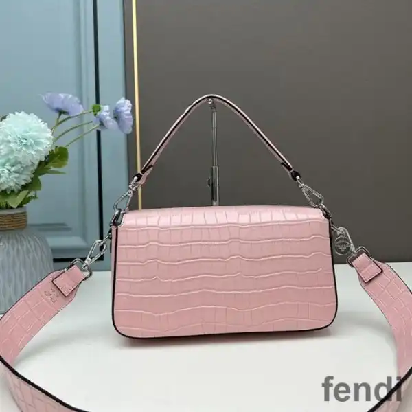 Cheap Fendi Baguette Re-Edition Bag In Crocodile Leather Pink