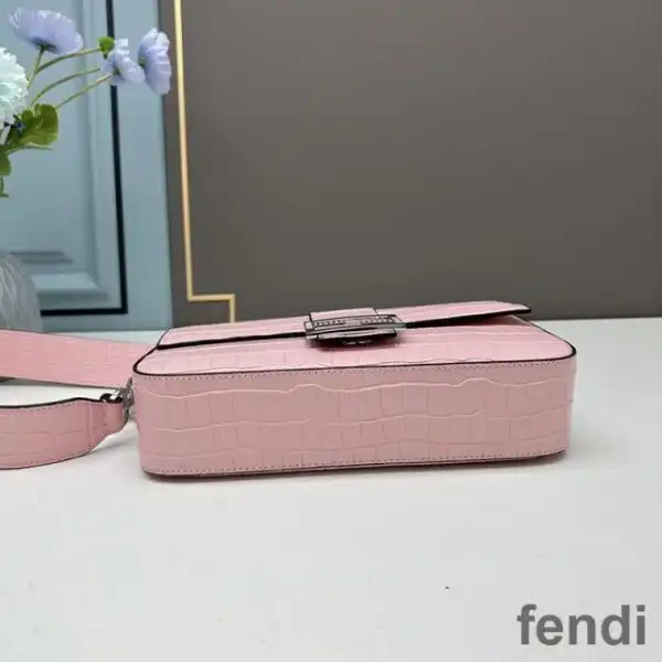 Cheap Fendi Baguette Re-Edition Bag In Crocodile Leather Pink