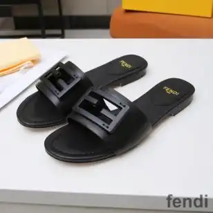 Fendi Baguette Slides Women Leather Black