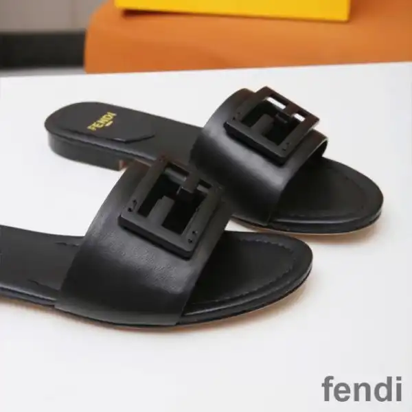 Cheap Fendi Baguette Slides Women Leather Black