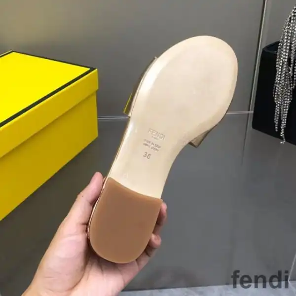 Affordable Fendi Baguette Slides Women Leather Gold