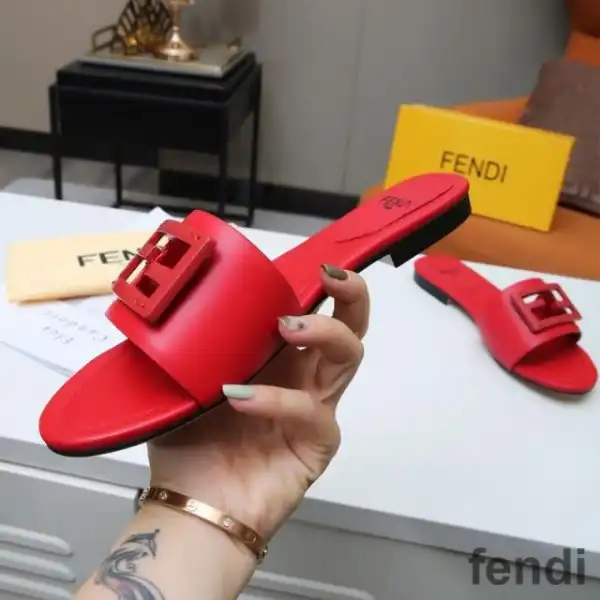 Affordable Fendi Baguette Slides Women Leather Red