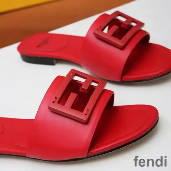 Affordable Fendi Baguette Slides Women Leather Red