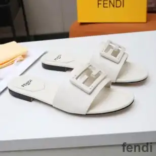 Fendi Baguette Slides Women Leather White