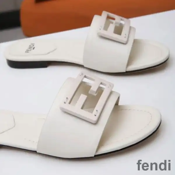 Cheap Fendi Baguette Slides Women Leather White