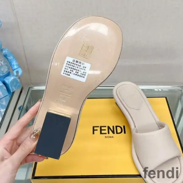 Cheap Fendi Baguette Slides Women Nappa Leather Apricot