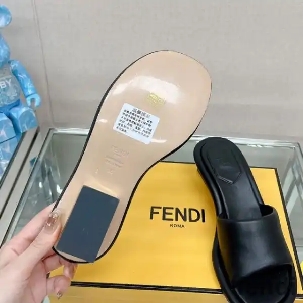 Affordable Fendi Baguette Slides Women Nappa Leather Black