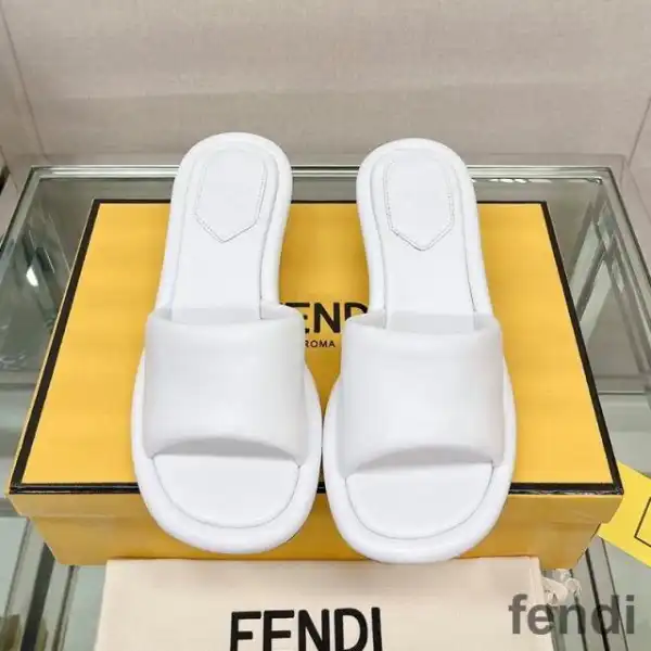 Cheap Fendi Baguette Slides Women Nappa Leather White