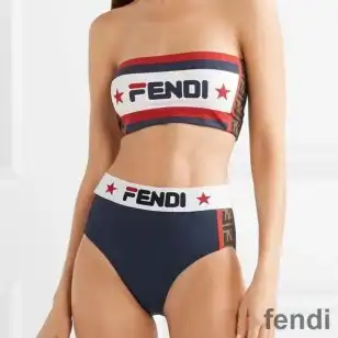 Fendi Bandeau Set Women Fila Logo Motif Lycra Blue White