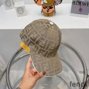 Fendi Baseball Cap In FF Motif Cotton Beige