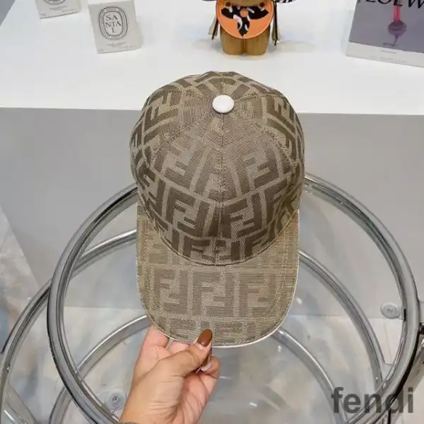 Cheap Fendi Baseball Cap In FF Motif Cotton Beige