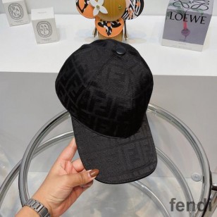 Fendi Baseball Cap In FF Motif Cotton Black