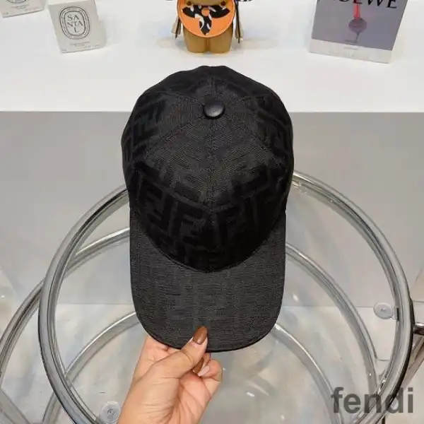 Cheap Fendi Baseball Cap In FF Motif Cotton Black