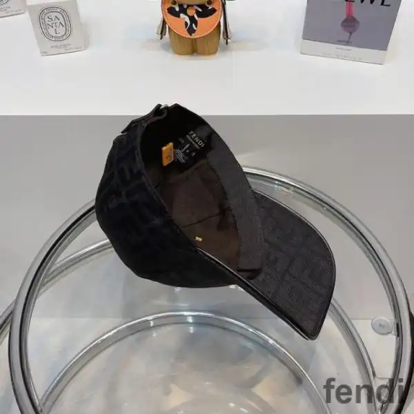 Cheap Fendi Baseball Cap In FF Motif Cotton Black