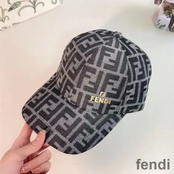 Cheap Fendi Baseball Cap In FF Motif Cotton with FF Fendi Hardware Black