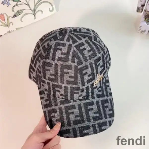 Cheap Fendi Baseball Cap In FF Motif Cotton with FF Fendi Hardware Black