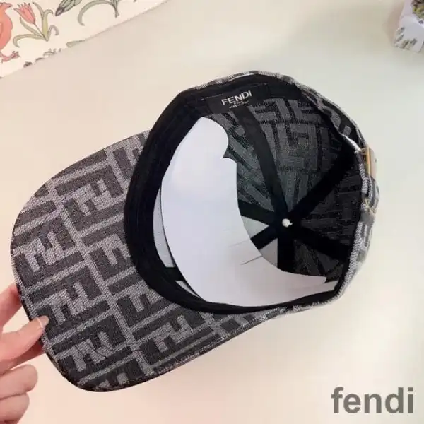 Cheap Fendi Baseball Cap In FF Motif Cotton with FF Fendi Hardware Black