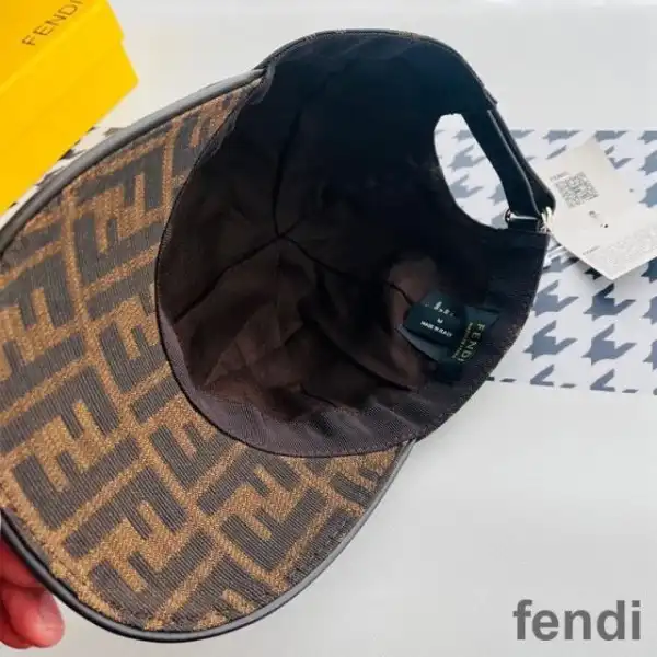 Cheap Fendi Baseball Cap In FF Motif Cotton with Patch Brown Gold