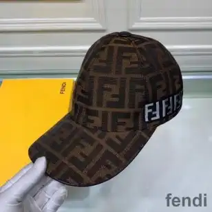 Fendi Baseball Cap In FF Motif Cotton with Patch Brown White