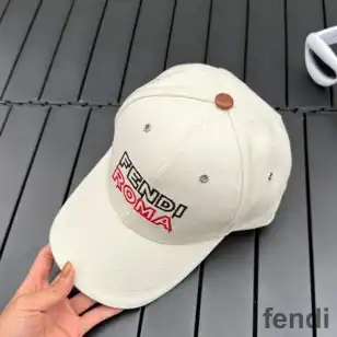 Fendi Baseball Cap In Fendi Roma Canvas White