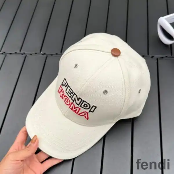 Cheap Fendi Baseball Cap In Fendi Roma Canvas White