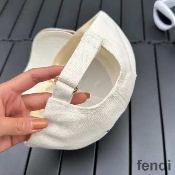 Cheap Fendi Baseball Cap In Fendi Roma Canvas White