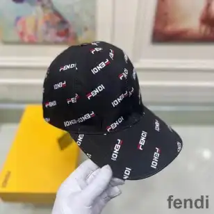 Fendi Baseball Cap In Fendi Roma Motif Canvas Black