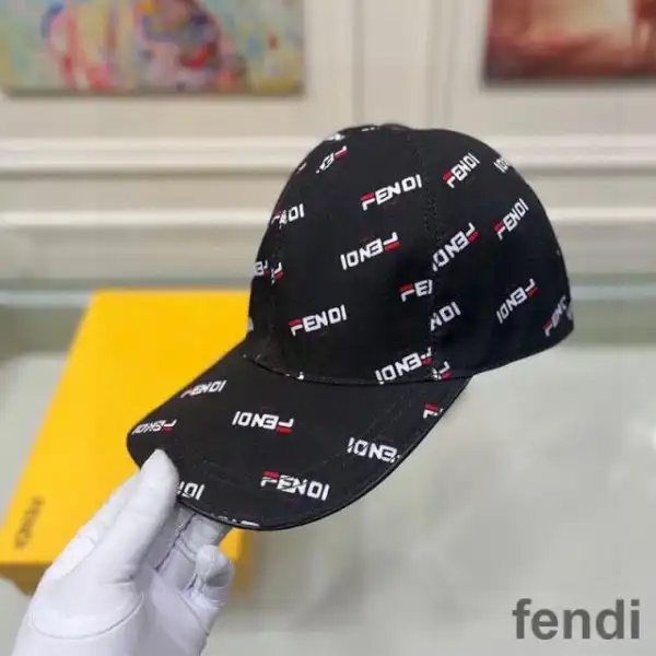 Affordable Fendi Baseball Cap In Fendi Roma Motif Canvas Black