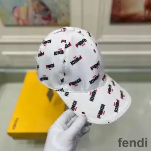 Fendi Baseball Cap In Fendi Roma Motif Canvas White