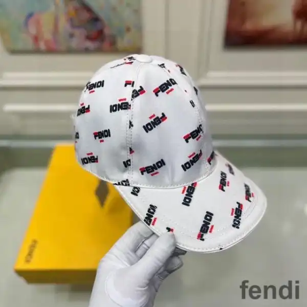 Affordable Fendi Baseball Cap In Fendi Roma Motif Canvas White