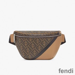 Fendi Belt Bag In FF Motif Fabric Brown Black