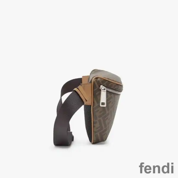 Affordable Fendi Belt Bag In FF Motif Fabric Brown Black