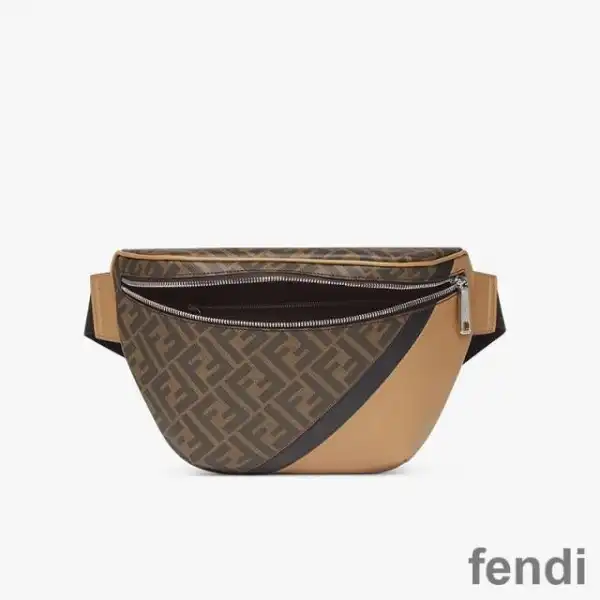 Affordable Fendi Belt Bag In FF Motif Fabric Brown Black