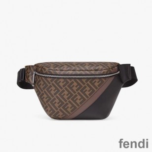 Fendi Belt Bag In FF Motif Fabric Brown Coffee