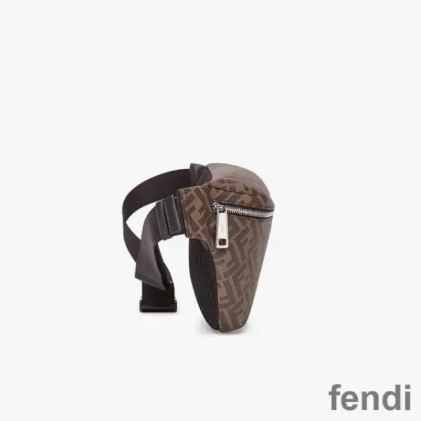 Affordable Fendi Belt Bag In FF Motif Fabric Brown Coffee