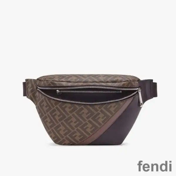 Affordable Fendi Belt Bag In FF Motif Fabric Brown Coffee