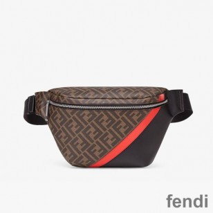 Fendi Belt Bag In FF Motif Fabric Brown Red