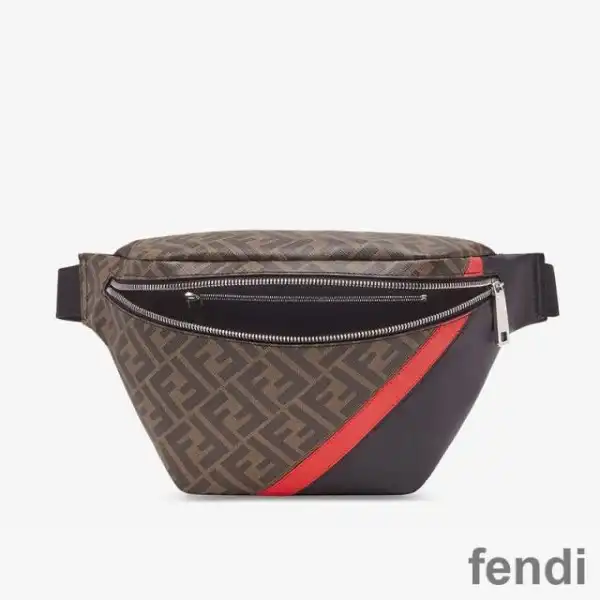 Cheap Fendi Belt Bag In FF Motif Fabric Brown Red