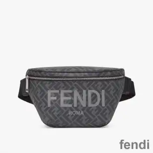 Fendi Belt Bag In ROMA Logo FF Motif Fabric Black