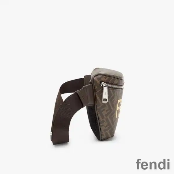 Cheap Fendi Belt Bag In ROMA Logo FF Motif Fabric Brown