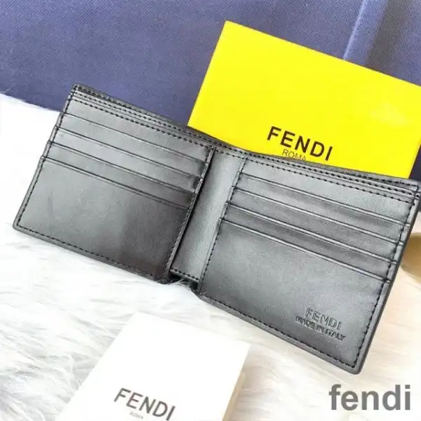 Affordable Fendi Bi-fold Wallet In FF Motif Fabric Brown Coffee