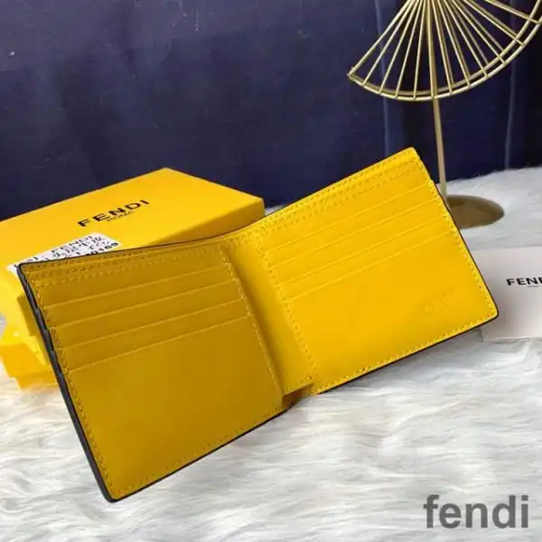 Affordable Fendi Bi-fold Wallet In FF Motif Fabric Coffee