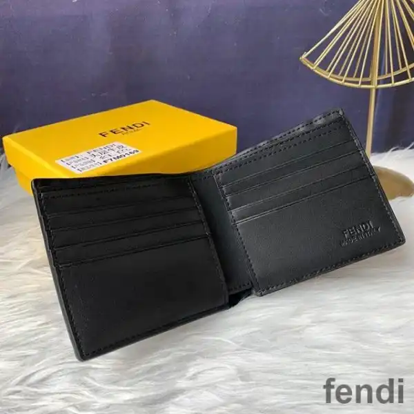 Affordable Fendi Bi-fold Wallet In FF Motif Nappa Leather Black