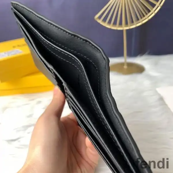 Affordable Fendi Bi-fold Wallet In FF Motif Nappa Leather Black